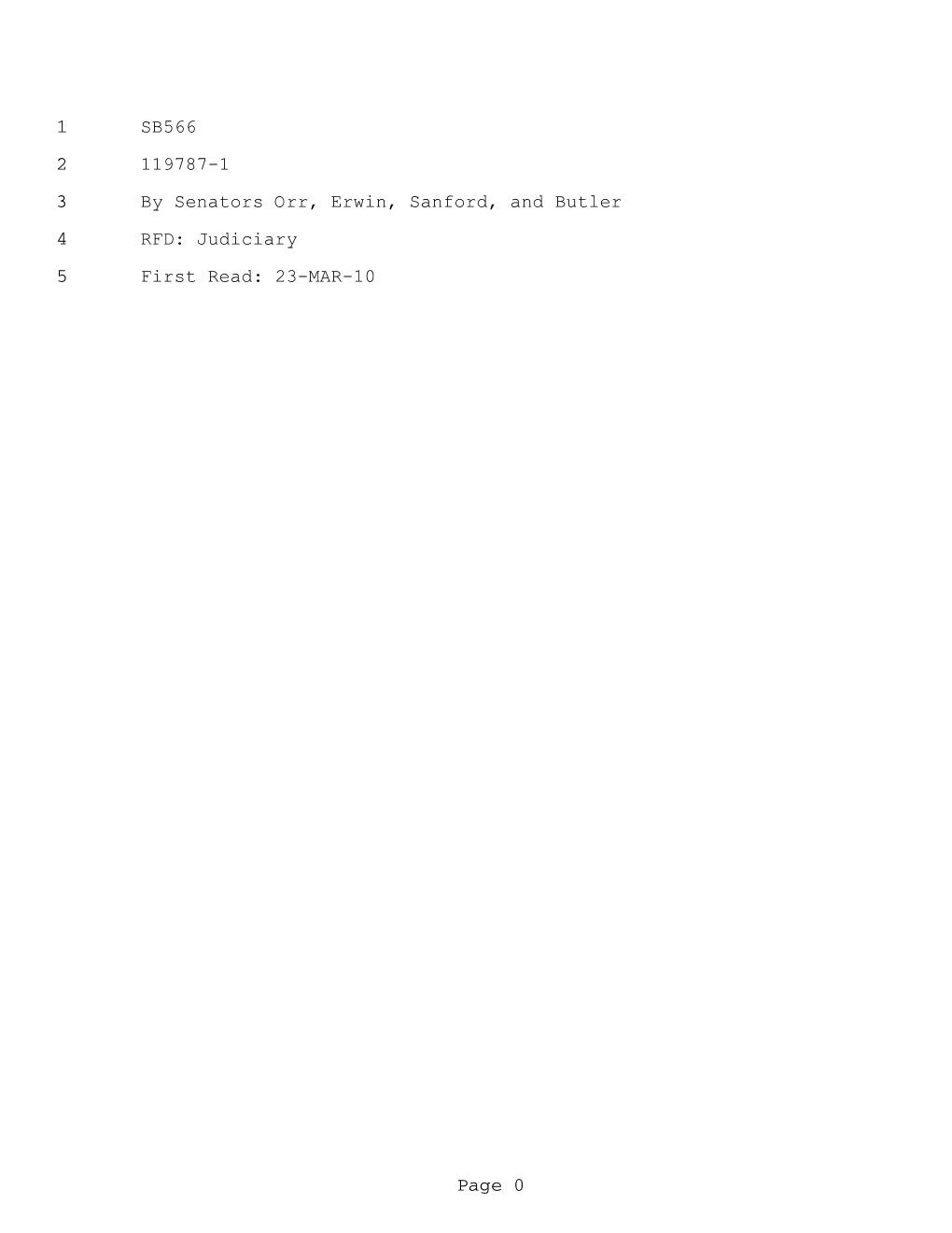 SB566 1 119787-1 2 by Senators Orr, Erwin, Sanford, and Butler 3 RFD