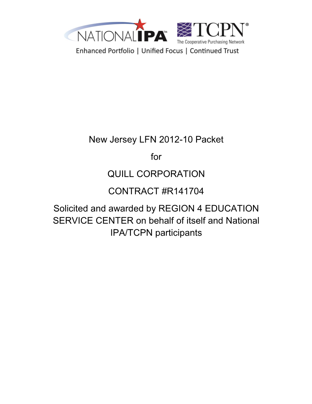 New Jersey LFN 2012-10 Packet for QUILL CORPORATION