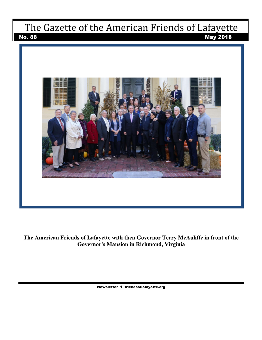 Gazette of the American Friends of Lafayette No