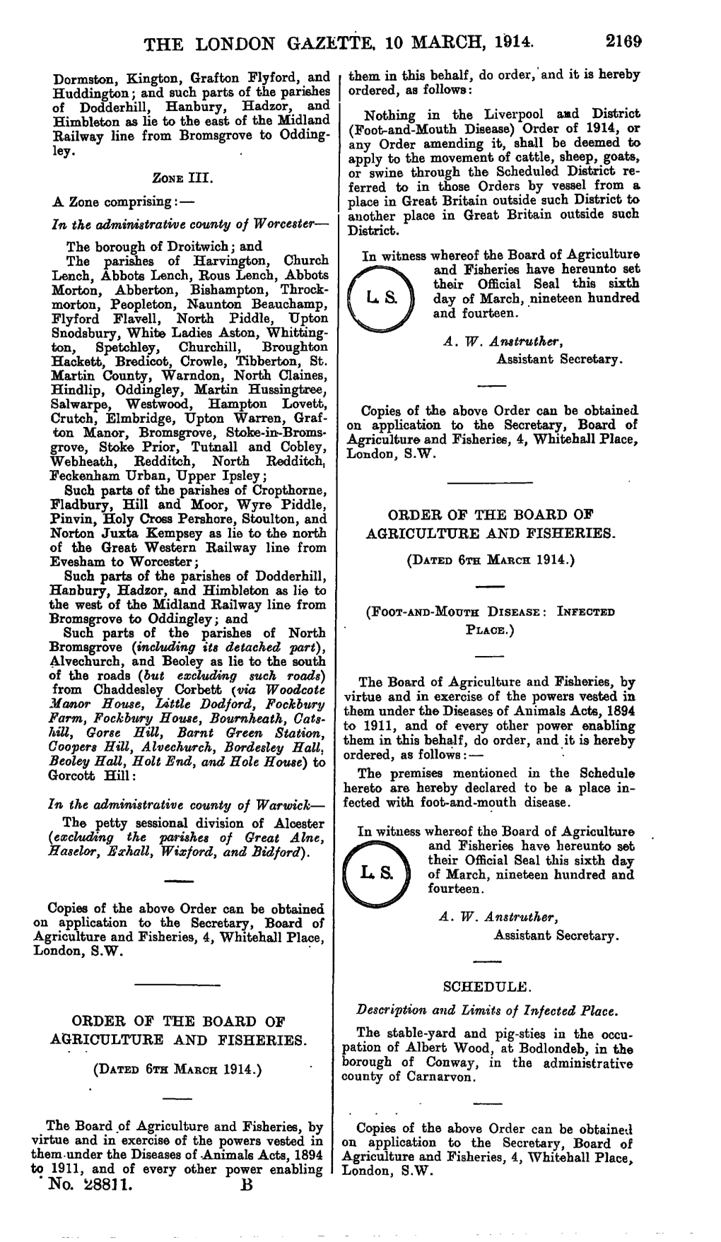 THE LONDON GAZETTE, 10 MARCH, 1914. 2169 'No. 28811. B