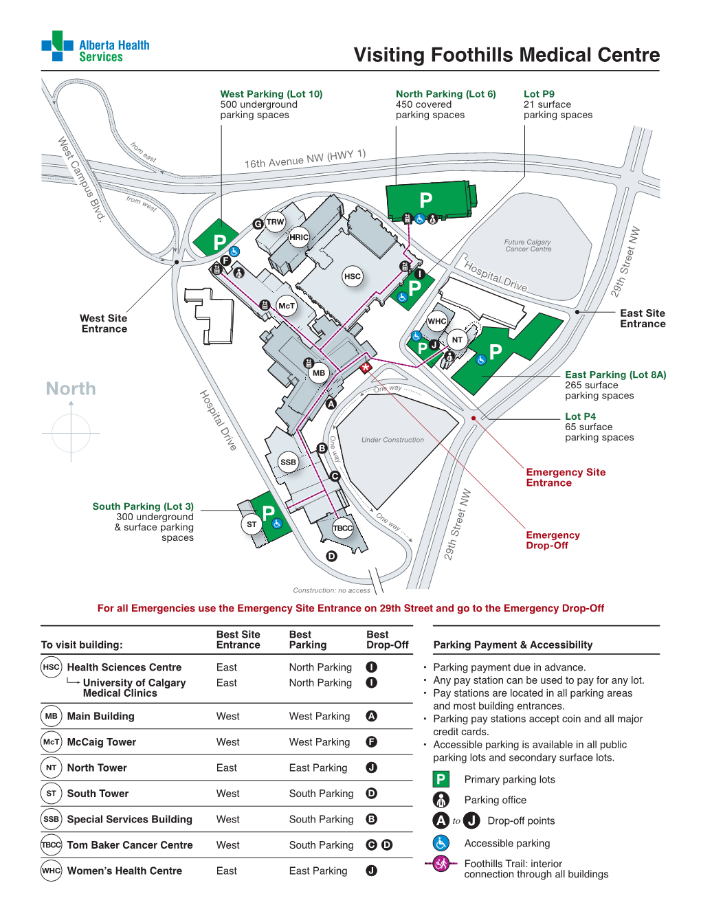 Foothills Medical Centre Parking and Site Maps