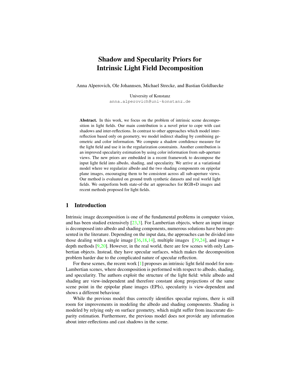 Shadow and Specularity Priors for Intrinsic Light Field Decomposition