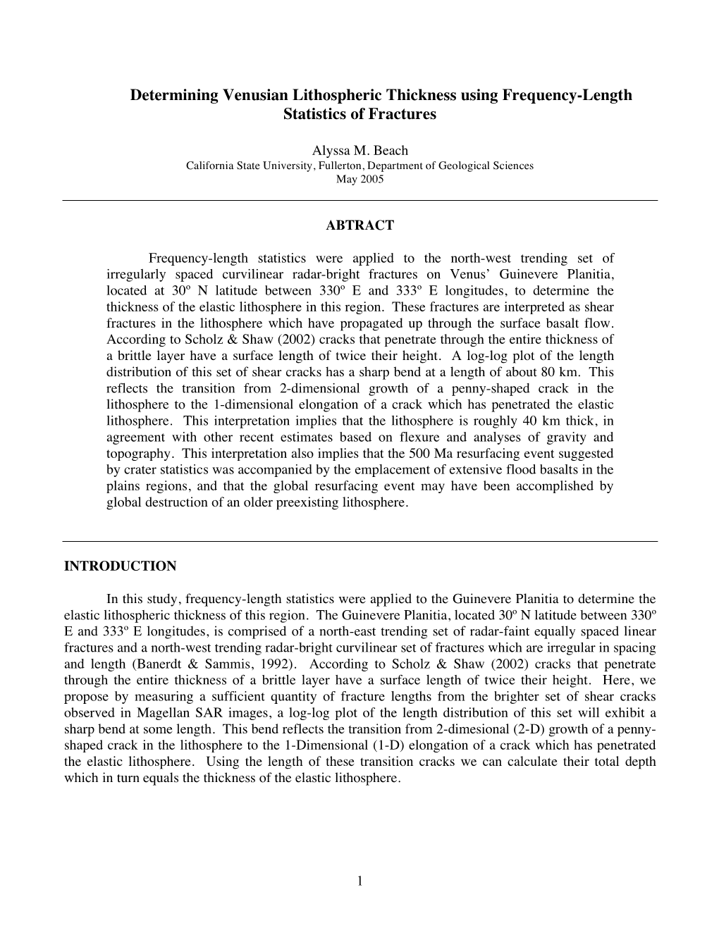 Determining Venusian Lithospheric Thickness Using Frequency-Length Statistics of Fractures