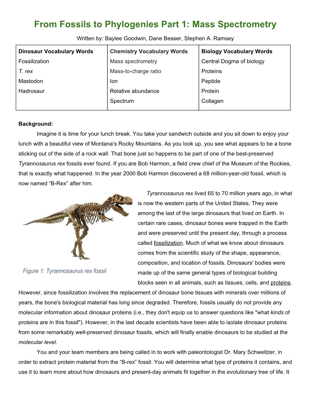 From Fossils to Phylogenies Part 1: Mass Spectrometry