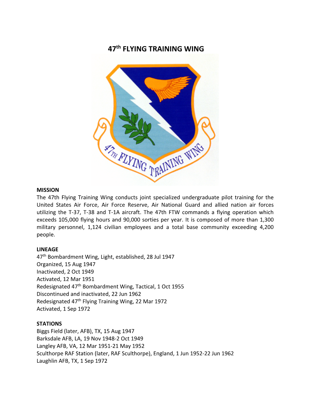 47Th FLYING TRAINING WING