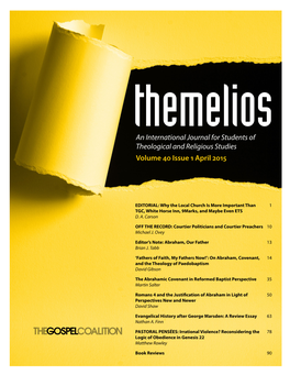 An International Journal for Students of Theological and Religious Studies Volume 40 Issue 1 April 2015
