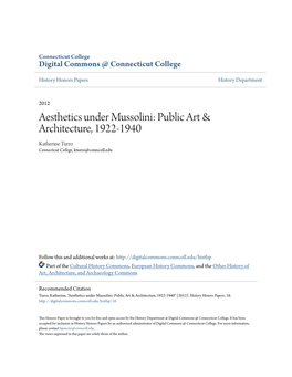 Aesthetics Under Mussolini: Public Art & Architecture, 1922-1940