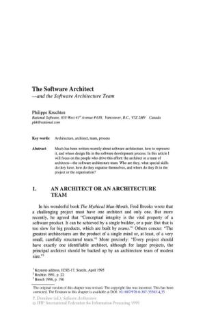 The Software Architect -And the Software Architecture Team
