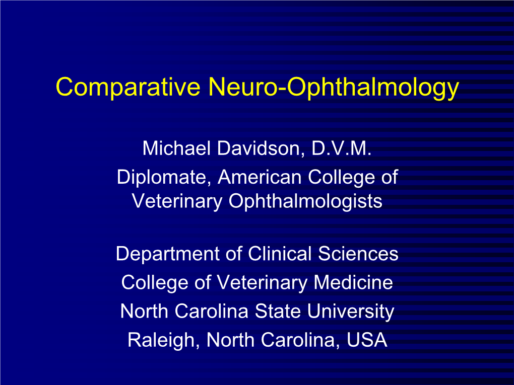 Comparative Neuro-Ophthalmology