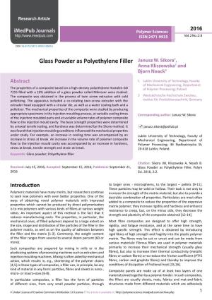 Glass Powder As Polyethylene Filler Janusz W