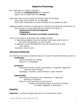 Digestive Physiology