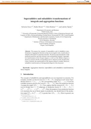 Superadditive and Subadditive Transformations of Integrals and Aggregation Functions
