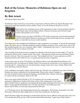 Memories of Robinson Open Are Not Forgotten by Bob Arnett