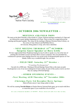 October 2006 Newsletter ~