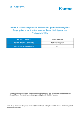 Bridging Document to the Varanus Island Hub Operations Environment Plan