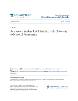 Academics, Student Life Lifts Cedarville University to National Prominence