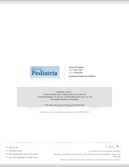 Routine Pacifier Use in Infants: Pros and Cons☆, ☆☆ Jornal De Pediatria, Vol