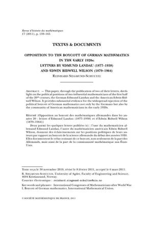 Textes & Documents
