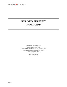 Non-Party Discovery in California ______