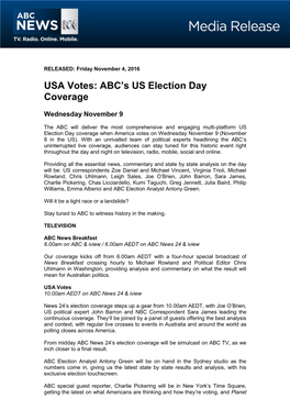 USA Votes: ABC's US Election Day Coverage