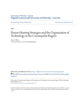 Poison Hunting Strategies and the Organization of Technology in the Circumpolar Region Alan J