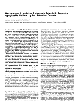 The Serotonergic Inhibitory Postsynaptic Potential in Prepositus Hypoglossi Is Mediated by Two Potassium Currents