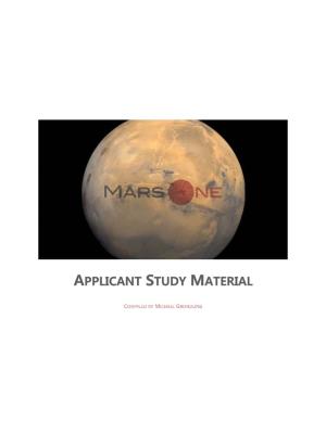 Mars One Applicant Study Material Booklet