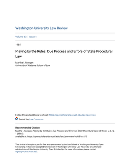 Due Process and Errors of State Procedural Law