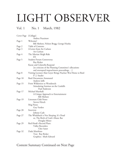 Light Observer, Vol. 1, No. 1