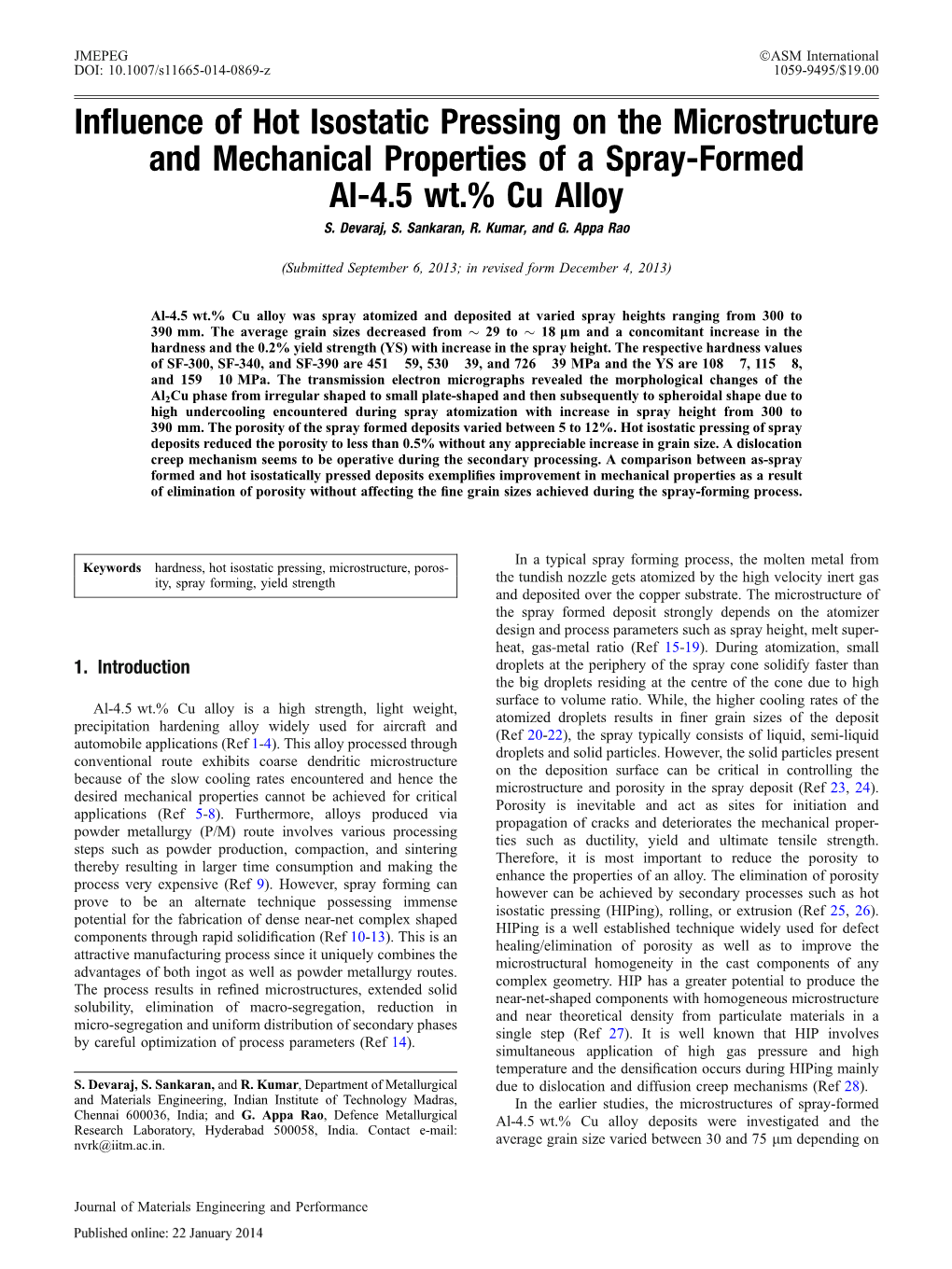 Influence of Hot Isostatic Pressing On