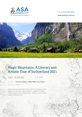 Magic Mountains: a Literary and Artistic Tour of Switzerland 2021