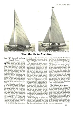 The Month in Yachting