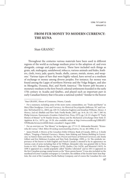 From Fur Money to Modern Currency: the Kuna Stan Granic∗