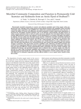 Microbial Community Composition and Function in Permanently Cold Seawater and Sediments from an Arctic Fjord of Svalbardᰔ† A