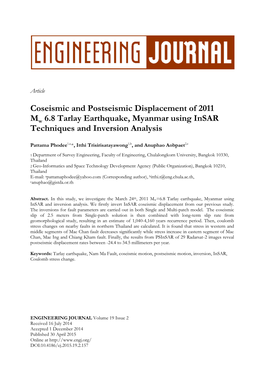 Coseismic and Postseismic Displacement of 2011 Mw 6.8