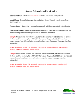 Shares, Dividends, and Stock Splits