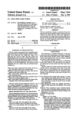 United States Patent [191 [11] Patent Number: Plant 7,814 Mckenzie, Deceased Et Al