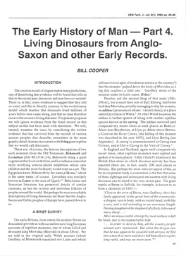 The Early History of Man — Part 4. Living Dinosaurs from Anglo- Saxon and Other Early Records