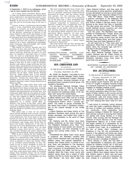 CONGRESSIONAL RECORD— Extensions of Remarks E1650 HON