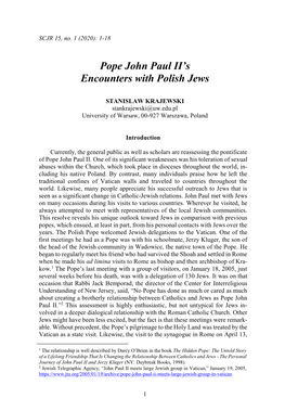 Pope John Paul II's Encounters with Polish Jews