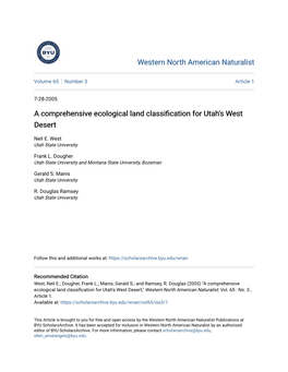 A Comprehensive Ecological Land Classification for Utah's West Desert