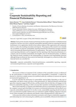 Corporate Sustainability Reporting and Financial Performance