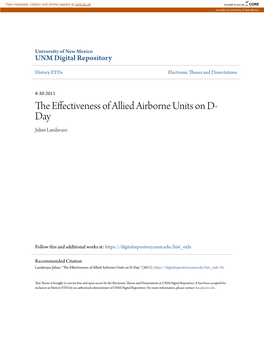 The Effectiveness of Allied Airborne Units on D-Day." (2011)