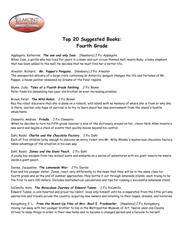 Top 20 Suggested Books: Fourth Grade
