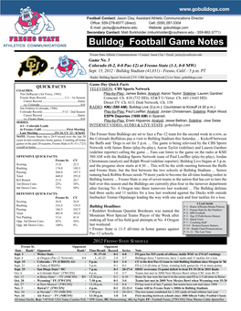 Bulldog Football Game Notes