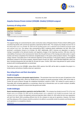 Aequitas Estones Private Limited: [ICRA]BB- (Stable)/ [ICRA]A4 Assigned