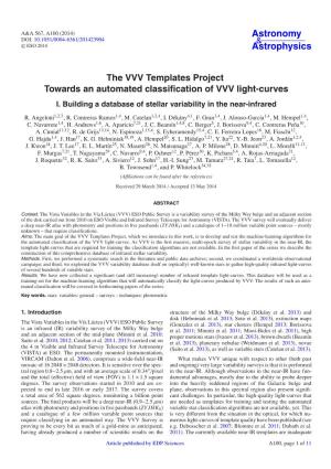 The VVV Templates Project Towards an Automated Classification of VVV