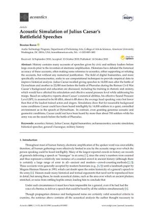 Acoustic Simulation of Julius Caesar's Battlefield Speeches