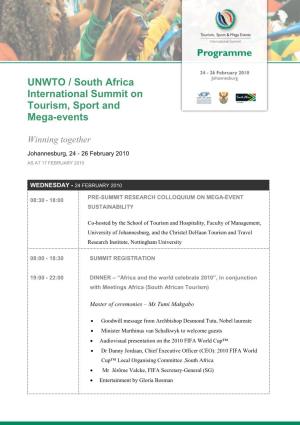 UNWTO / South Africa International Summit on Tourism, Sport and Mega-Events