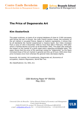 The Price of Degenerate Art